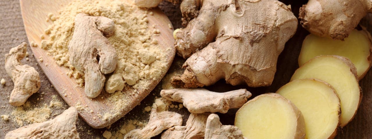 Whole, sliced, and ground ginger